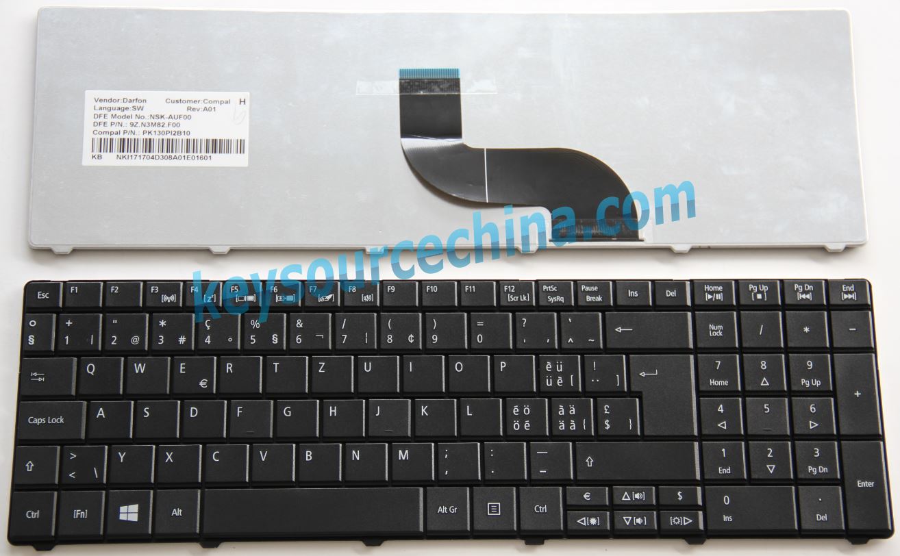 PK130PI1B19 ACER Aspire E1-521 E1-531 E1-571 TravelMate P253-M P453-M black QWERTZ-Tastatur Laptop (Schweiz / Swiss)(CH/SW)