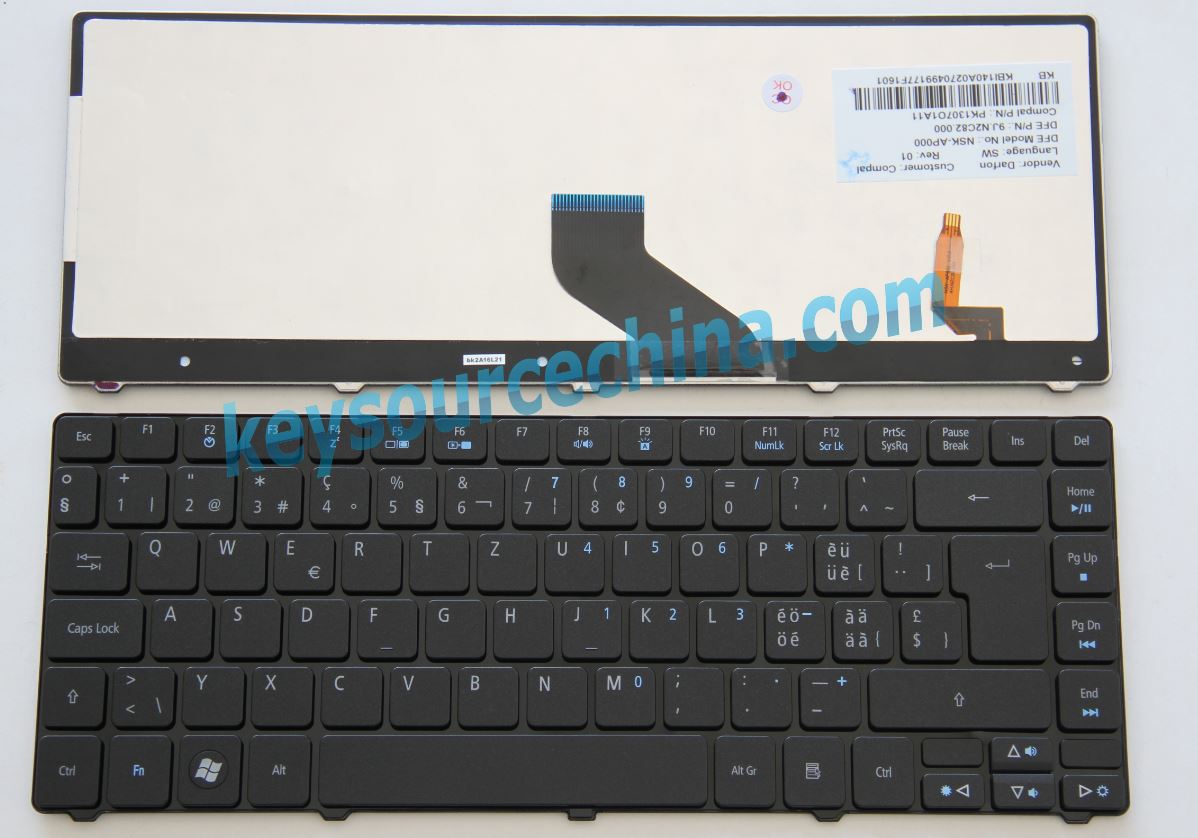 KBI140A0270, ACER Aspire 5935 5940 5942 QWERTZ-Tastatur Laptop (Schweiz / Swiss)(CH/SW)