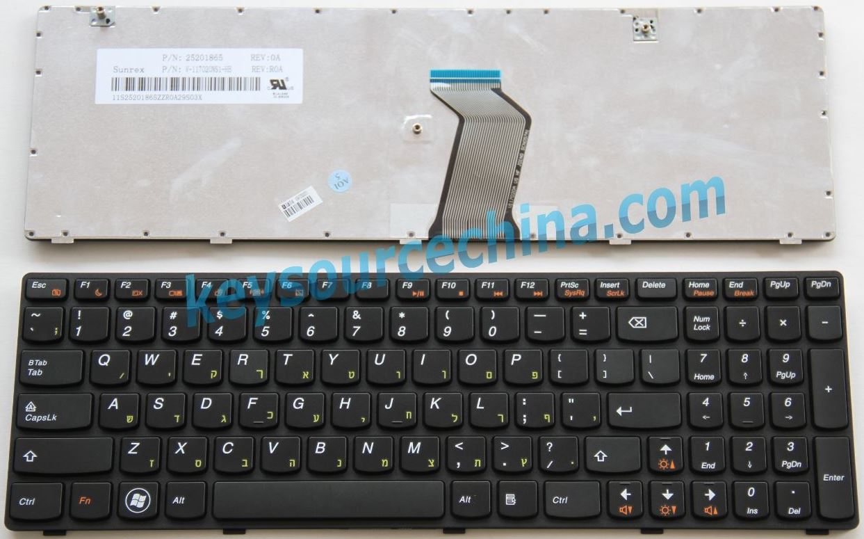 LENOVO IdeaPad G580 G585 V580 V585 Z580 Z585 Black מקלדת למחשב נייד Hebrew(HB) Keyboard