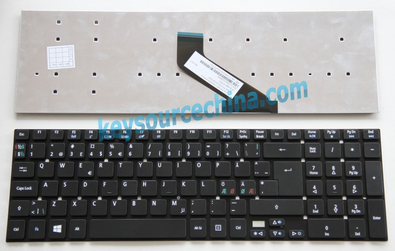 MP-10K36DN-6981W Originalt Acer Aspire E1-510 E1-522 E1-530 E1-532P E1-570 E1-572 Nordic Keyboard