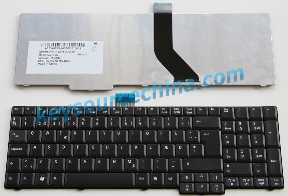 Acer Aspire 7730 7730G 773Z 7730ZG Dansk bærbare tastatur P/N AEZY6M00010 9J.N8782.Q0D