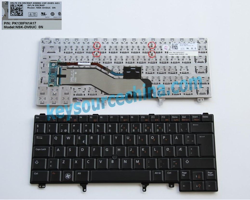 Dell Latitude E6320 E6420 E6430 E6430S E5420 E5430 E6330 E6220 Norsk tastatur