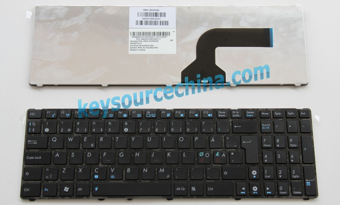 9J.N2J82.61K Original Asus X52F X53 K52J K53S K72J K73S UL50V X64 X72 X73 X73SD N61J A53S A73SV Nordic Keyboard