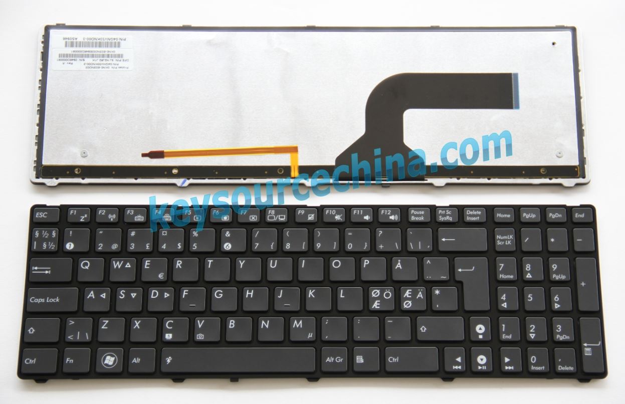 9J.N3J82.J1K Original Asus G51 G51J G51JX G53 G53SW G53SX G60 G60JX G60VX G72 G73 G73JH G73JW VX7 U50VG Nordic Keyboard