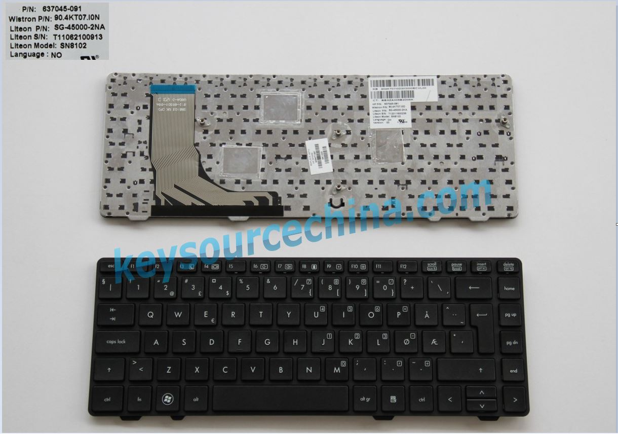HP Probook 6360B Norsk bærbar tastatur 637045-091