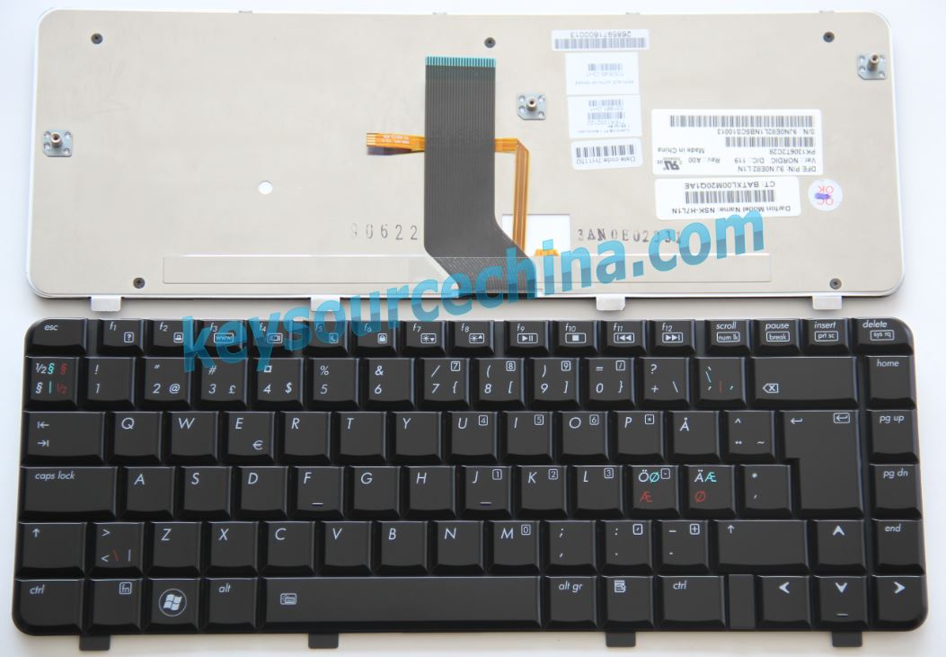 HP DV3-2000 series Nordic backlit keyboard 9J.N0E82.L1N PK1306T2C28