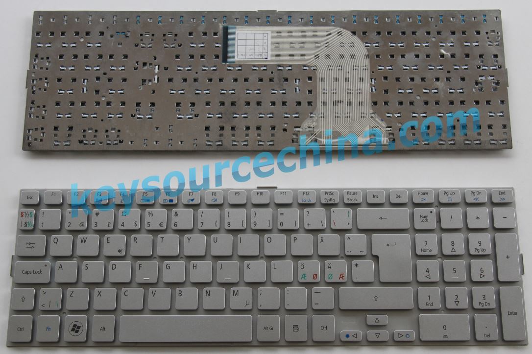 Acer Aspire Ethos 5943G 5950G 8943G 8950G Nordic keyboard silver,Dansk tastatur,Norsk tastatur,Suomi näppäimistö,Svensk tangentbord