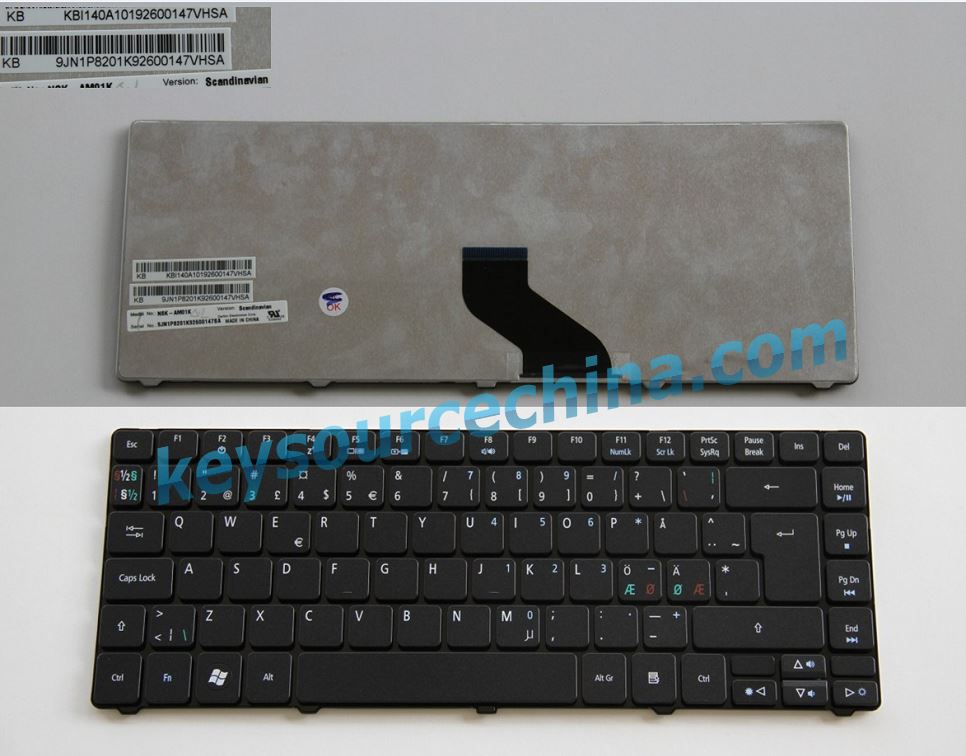 Acer Aspire 3935 Nordic keyboard glossy black,Dansk tastatur,Norsk tastatur,Suomi näppäimistö,Svensk tangentbord
