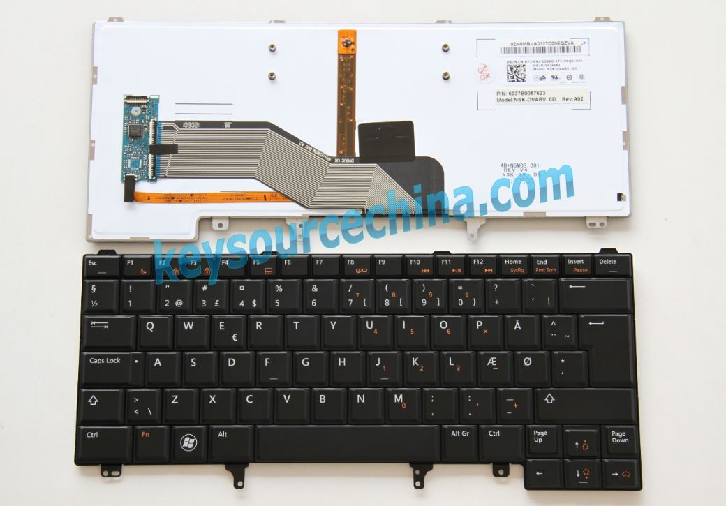 0Y3WKJ Originalt Dell Latitude E6320 E6420 E6430 E6430S E5420 E5430 E6220 E6230 E6330 Dansk bærbar tastatur