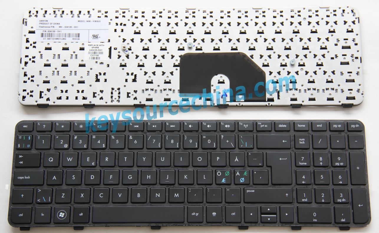 HP DV6-6000 series Nordic keyboard, Dansk tastatur, Norsk tastatur, Suomi näppäimistö, Svensk tangentbord