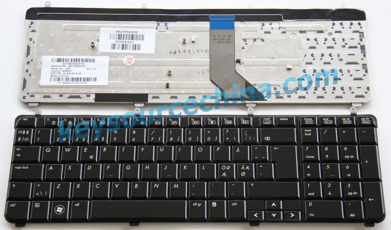 HP DV7-2000 DV7-3000 Nordic keyboard black 577478-DH1