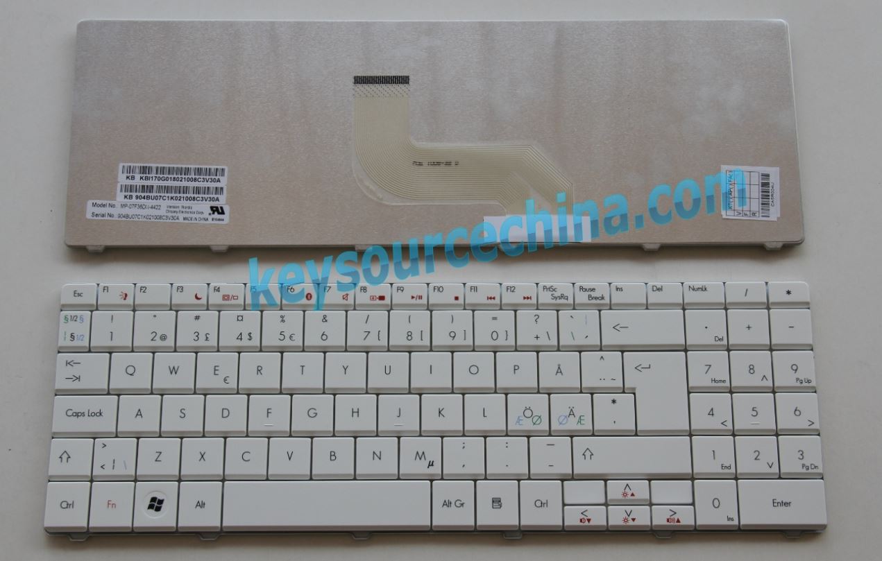KBI170G018 Nordic keyboard,904BU07C1K Nordic keyboard,MP-07F36DN-4422 Nordic keyboard,Gateway NV53 Nordic keyboard
