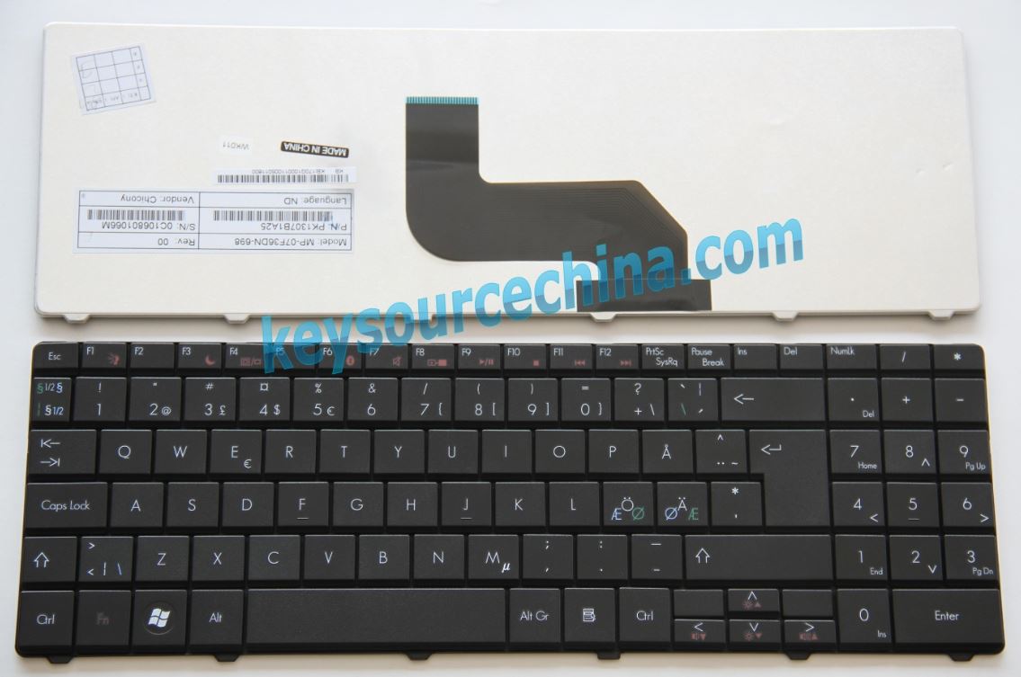 MP-07F36DN-698 Nordic keyboard,PK1307B1A25 Nordic keyboard,KBI170G100 Nordic keyboard,Gateway NV52 Nordic keyboard