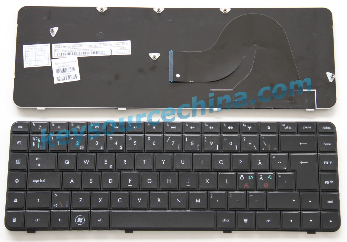 HP cq56, cq62, g62 Nordic keyboard 606685-DH1, 605922-DH1, 599601-DH1, 606607-DH1