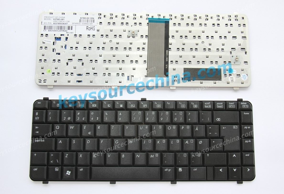 HP Compaq 510, 511, 610, 615 Dansk bærbar tastatur