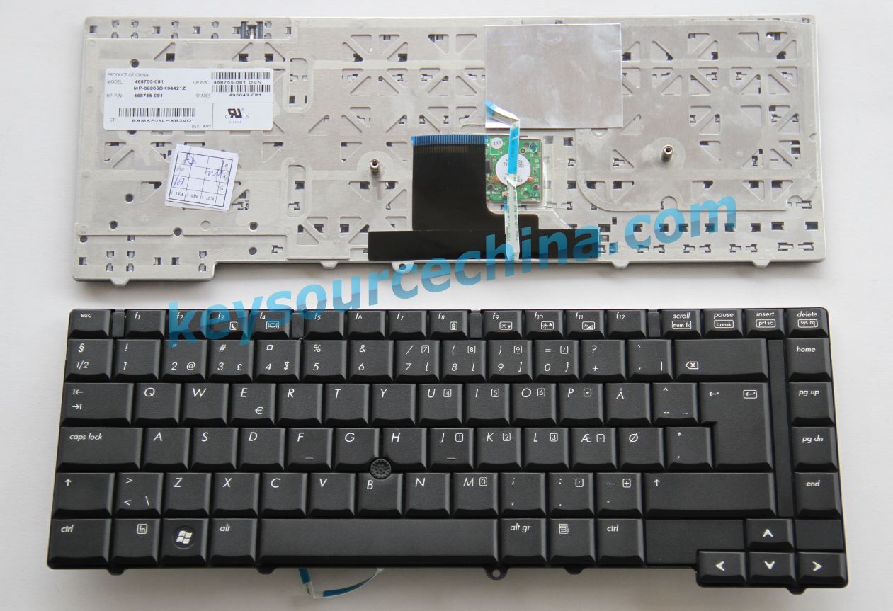 HP 8530P Dansk bærbar tastatur 468755-081 495042-081