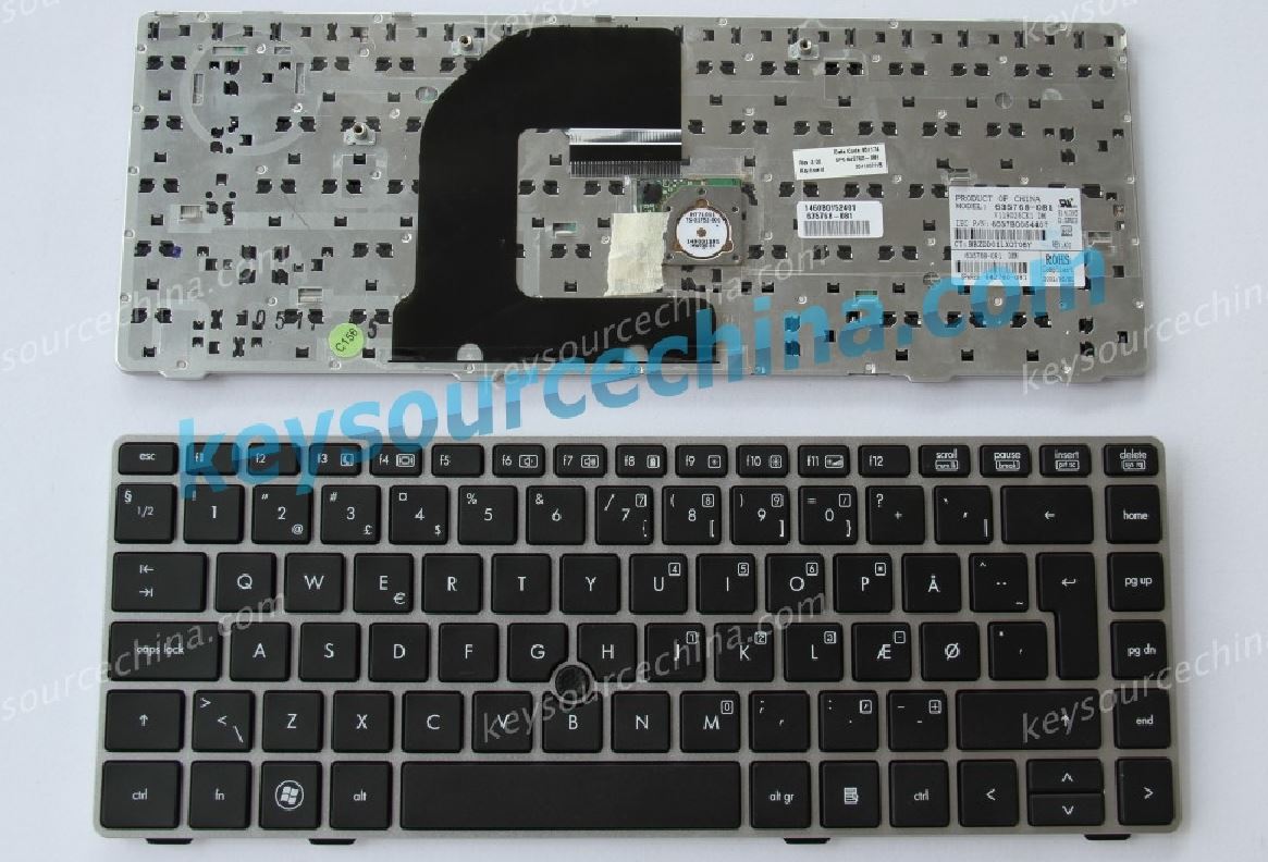 HP Elitebook 8460P Dansk tastatur 635768-081 642760-081