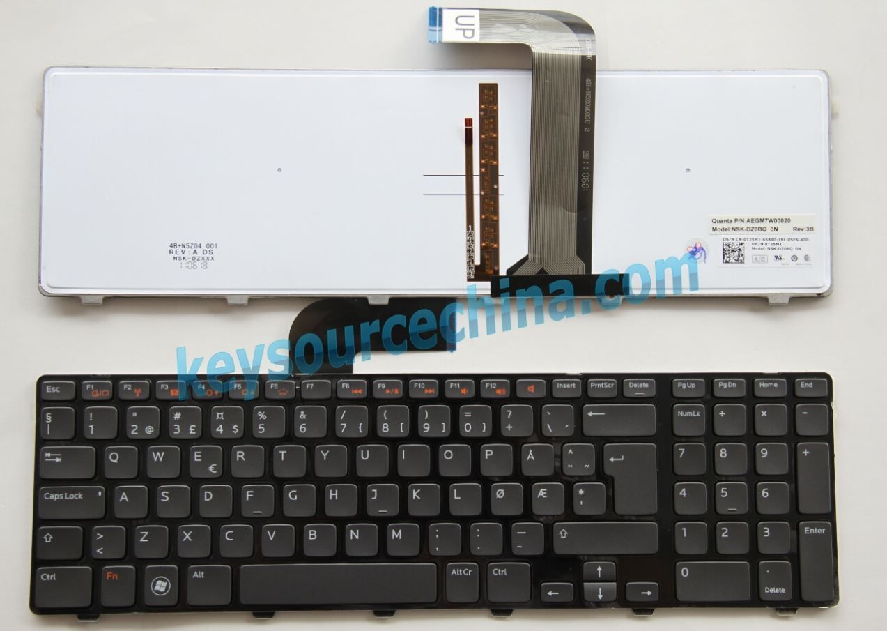 AEGM7W00020 Originalt Dell Inspiron 5720 SE 7720 17R (N7110) Q17R (7110) Vostro 3750 XPS 17(L702X) Ø Æ Norwegian Keyboard