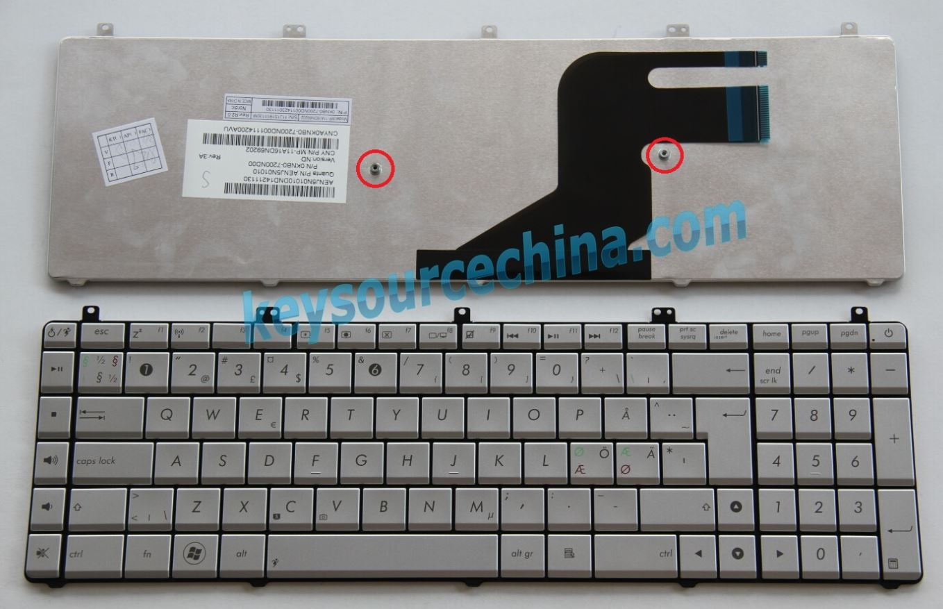 MP-11A16DN69202 Original Asus N55 N55S N55SF N55SL Nordic Keyboard
