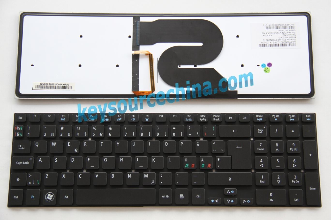 V125746AK1 NE Original Acer Aspire Ethos 5951 5951G 8951 8951G Nordic Keyboard