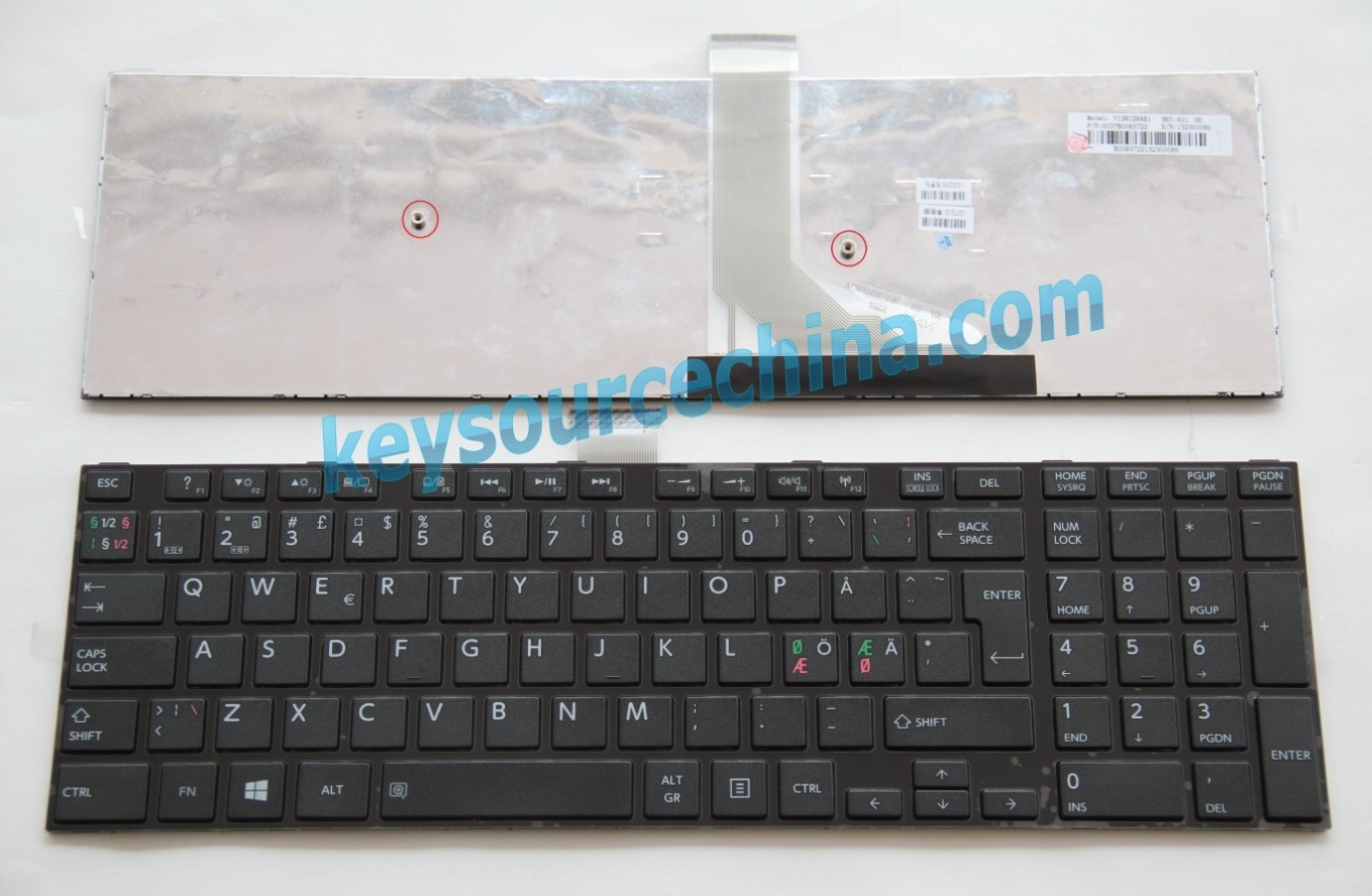 V138126AK1 Originalt Toshiba Satellite L50-A L50D-A L50t-A L55-A L55DT-A L70-A L70-B Nordic Keyboard