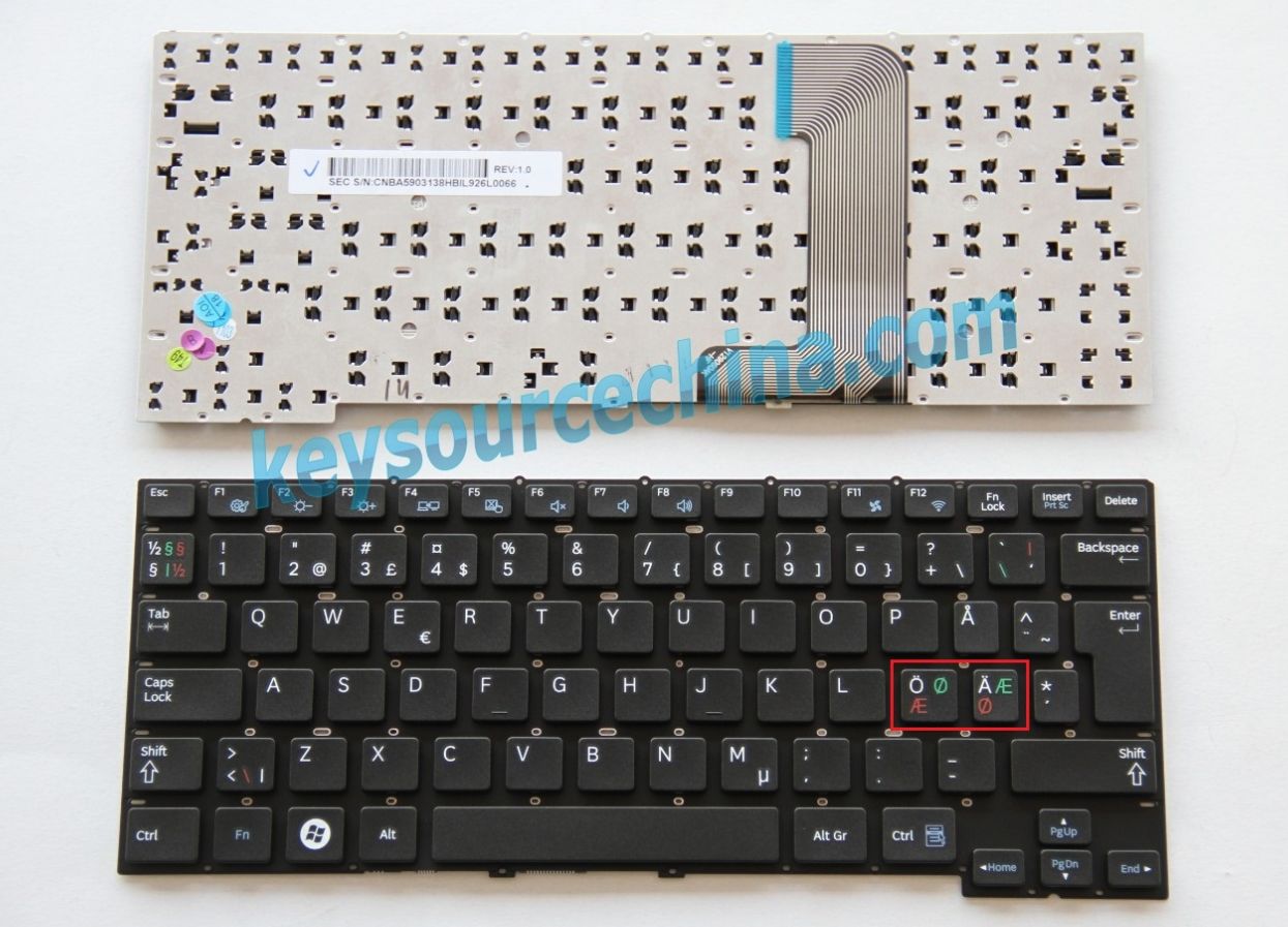 5903138HBIL Originalt Samsung 300U1A NP300U1A 305U1A NP305U1A Nordic Keyboard