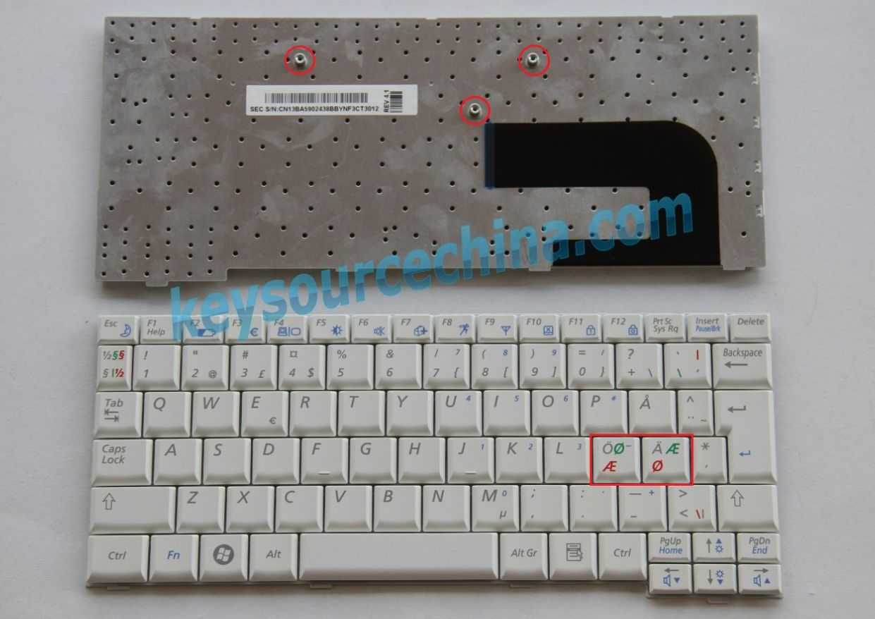 5902438BBYN Originalt Samsung NC10 N110 N130 N135 N140 N108 N128 N138 ND10 Nordic Keyboard