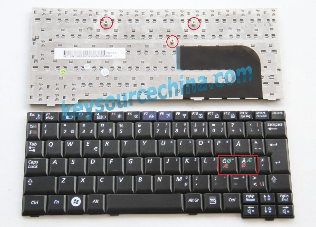 5902438KBIL Originalt Samsung NC10 N110 N130 N135 N140 N108 N128 N138 ND10 Nordic Keyboard