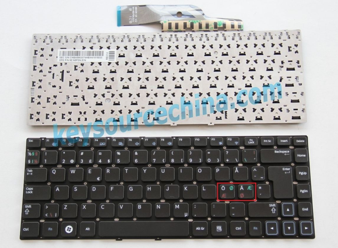 9Z.N5PSN.51N Originalt Samsung NC10 N110 N130 N135 N140 N108 N128 N138 ND10 Nordic Keyboard