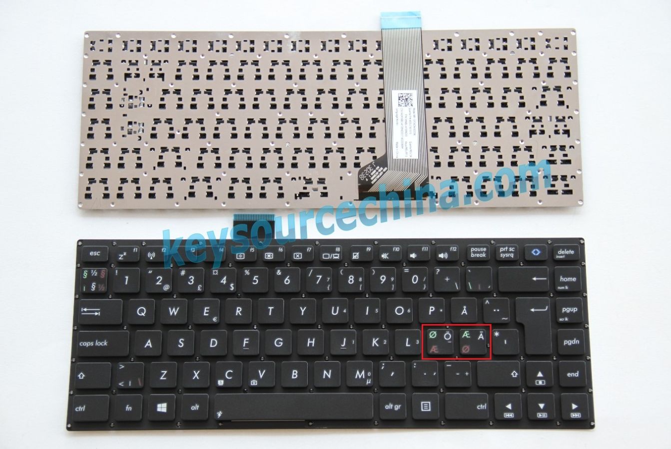 MP-12F36DN-9202W Originalt Asus VivoBook S400 S400C S400CA S400E Nordic Keyboard