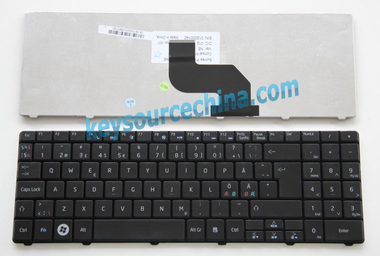 V109902AK1 NE Originalt Acer eMachines E430 E525 E625 E627 E628 E630 E725 G525 G625 G627 G630 G725 Nordic Keyboard
