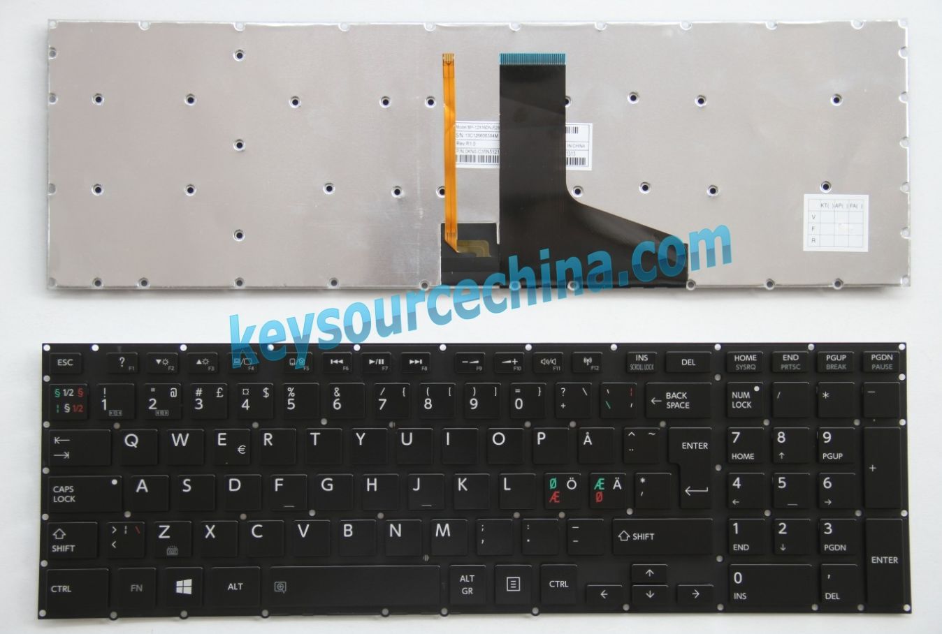MP-12X16DNJ528 Original Toshiba Satellite P50-A P50T-A P70-A P70-B P75-A Nordic Keyboard