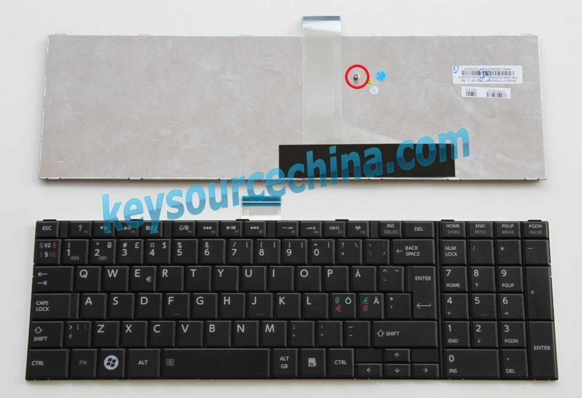 V130562AK1 Originalt Toshiba Satellite C850 C850D C855 C855D C870 C870D C875 C875D Nordic Keyboard