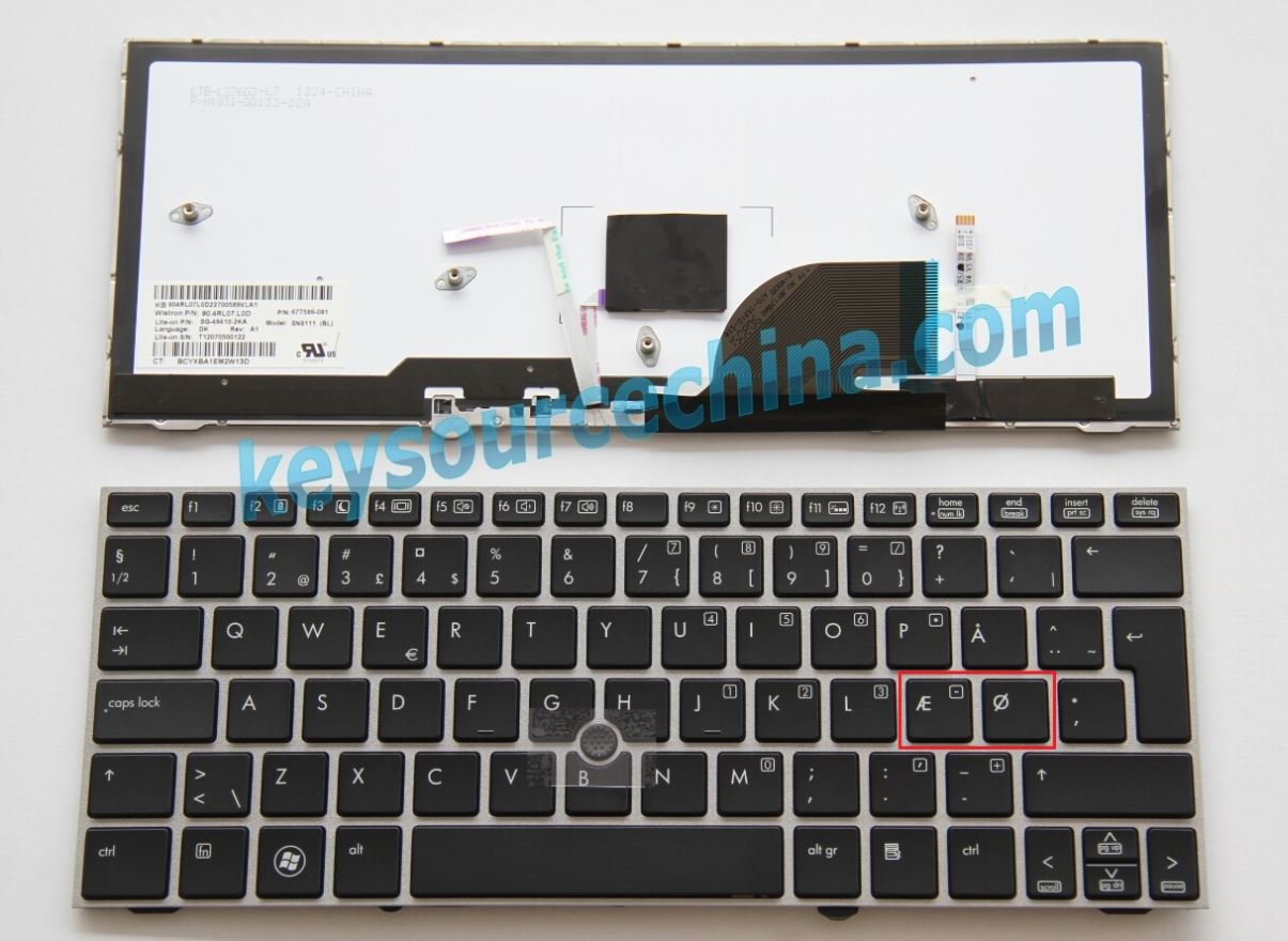 SG-49410-2KA Originalt HP EliteBook 2170p Æ Ø Dansk bærbar tastatur