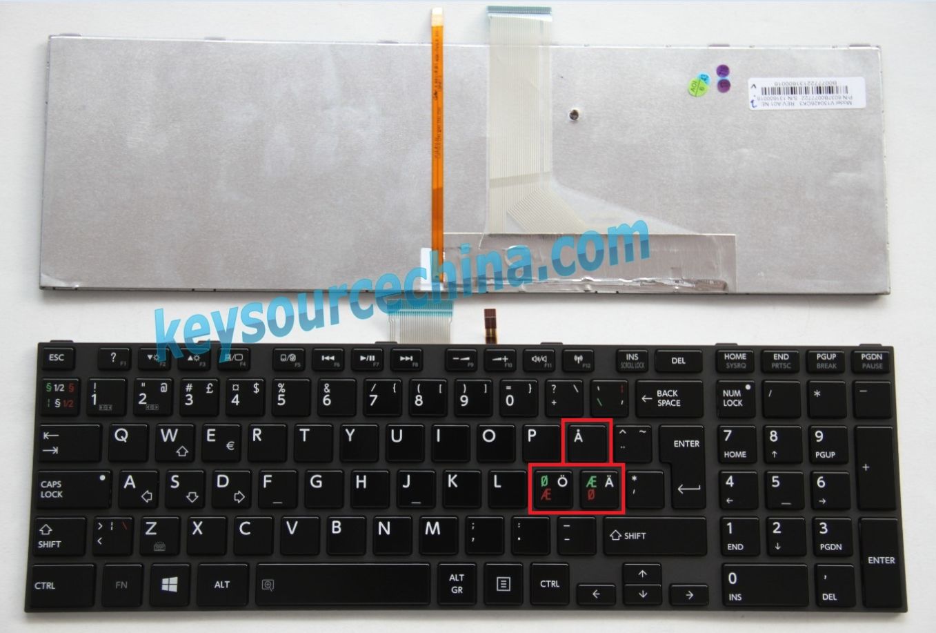 V130426CK3 Originalt Toshiba Qosmio X870 X875 X870-14M X870-119 X870-3D X875-Q7190 X875-Q7390 Nordic Keyboard