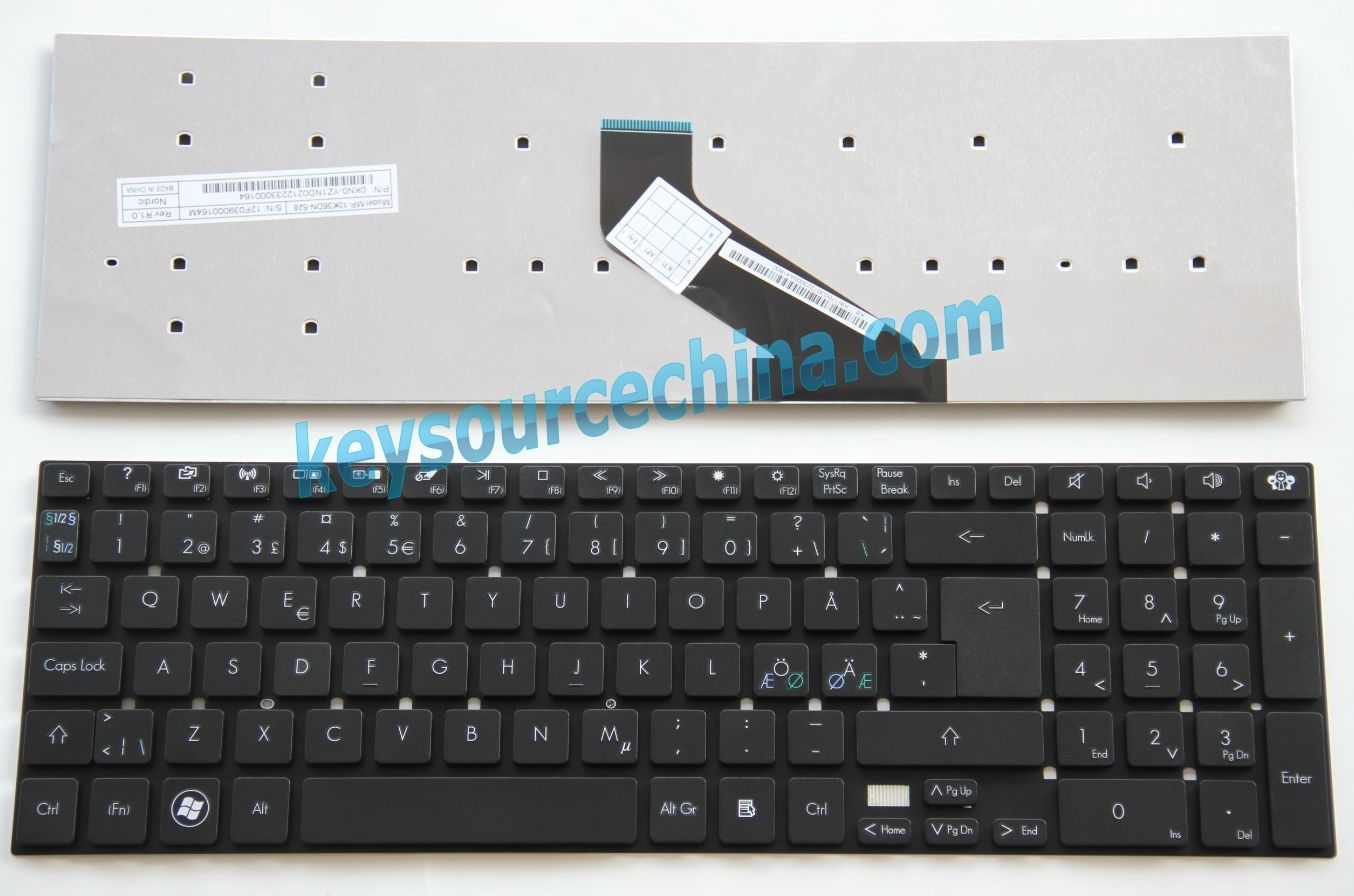 Packard bell ts11, ts13, ts44, ls11 black Nordic keyboard Dansk tastatur Norsk tastatur Suomi näppäimistö Svensk tangentbord