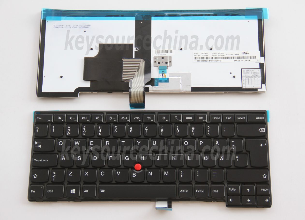 0C43970 Originalt Lenovo ThinkPad T431s T440 T440s T450 T450s L440 E431 E440 Swedish Finnish Keyboard