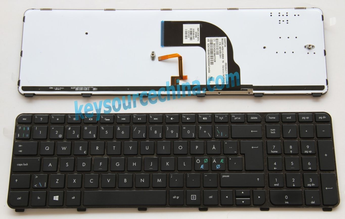 NSK-CJBBW 1N Originalt HP Envy dv7-7200 dv7-7252eo dv7-7290eo dv7-7292eo Nordic Keyboard