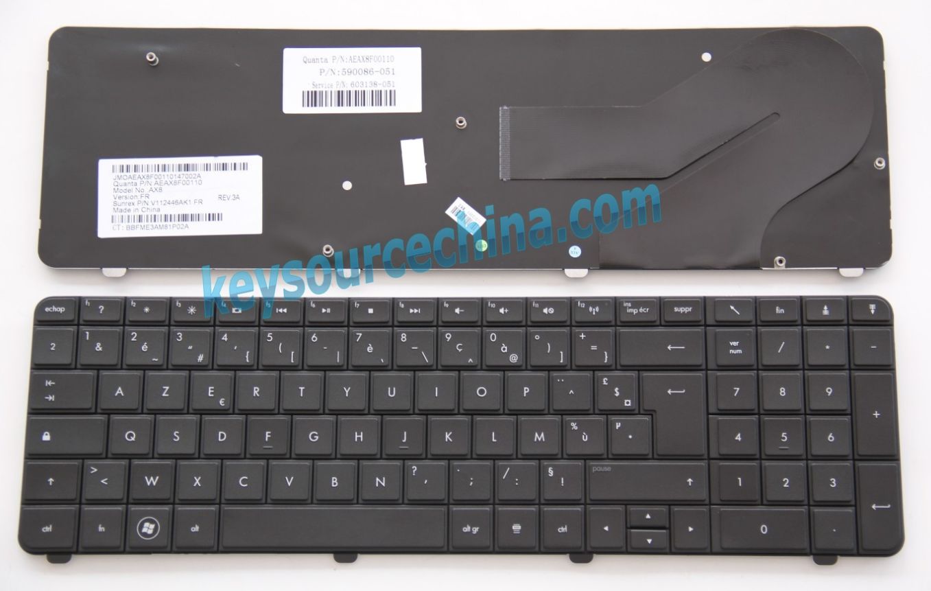V112446AK1 FR Clavier ordinateur portable pour HP G72 G72-100 G72-a00 G72-b00, Compaq CQ72 original Français
