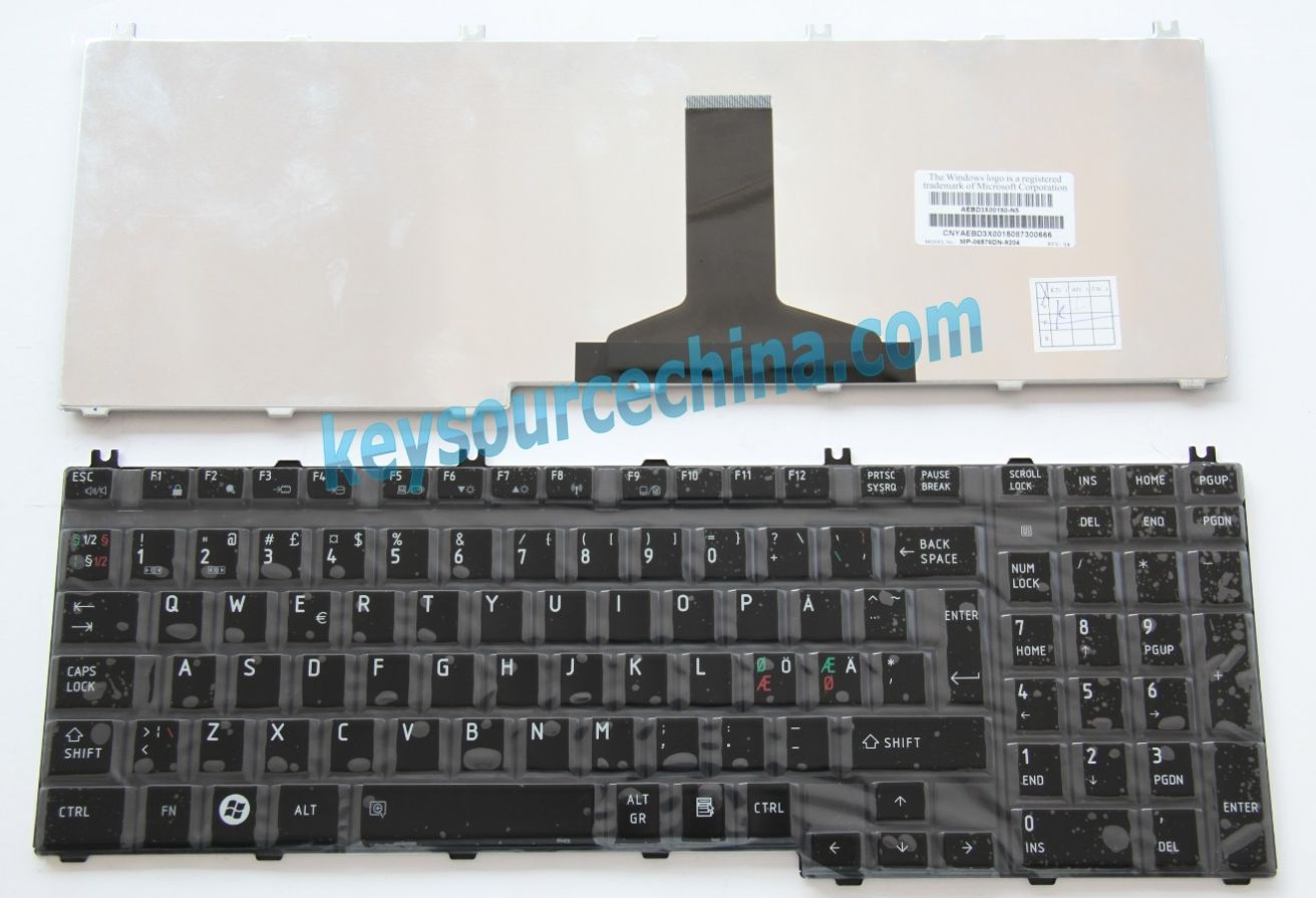 MP-06876DN-9204 Originalt Toshiba Satellite P300 P300D L350 L350D L355 L500 L500D L550 Nordic Keyboard