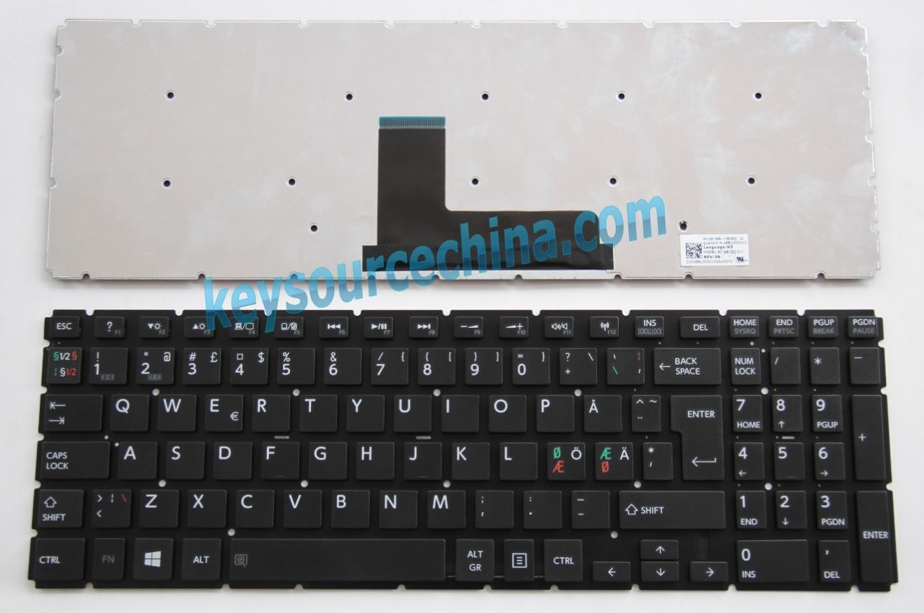 9Z.NBCSQ.01K Originalt Toshiba Satellite L50-B L50D-B L50-B-15N L50-B-1DH L50-B-1T2 Nordic Keyboard