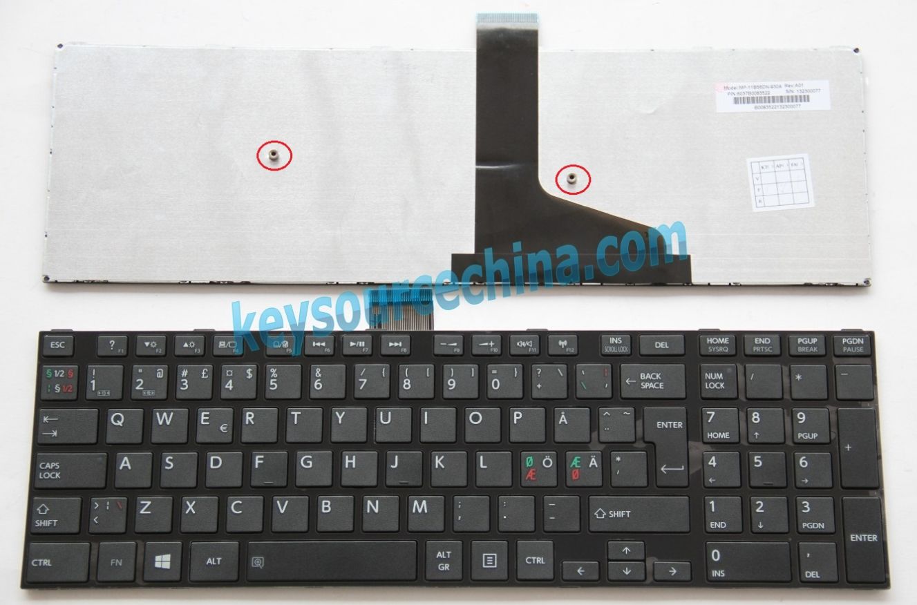 MP-11B56DN-930A Originalt Toshiba Satellite L50-A L50D-A L50-A-19N L50D-A-10D L70-A-10T Nordic Keyboard
