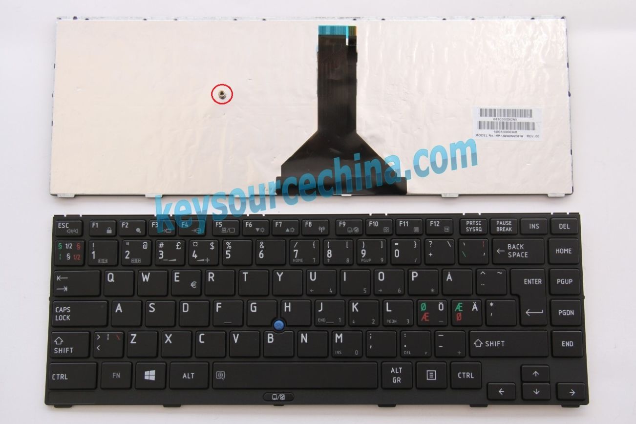MP-12Q56DN63561W Originalt Toshiba Tecra R840 R840-10Z R840-11E R940 R940-1MQ R940-1KF Nordic Keyboard