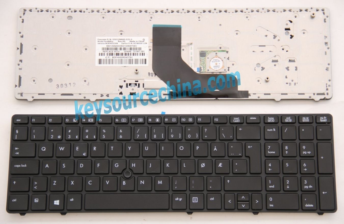9Z.N6GSF.L0N Originalt HP Probook 6560b 6565b 6570b Norwegian Keyboard