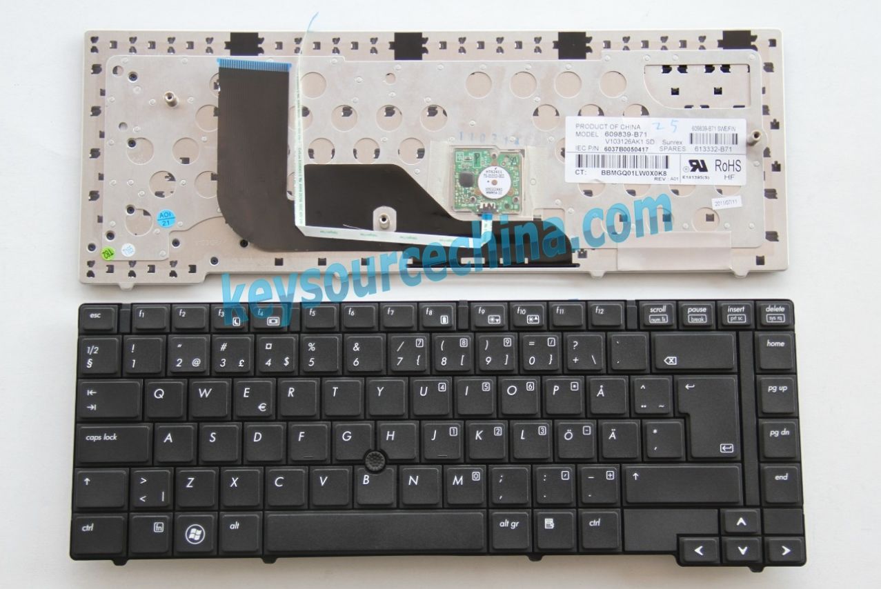 V103126AK1 SD Originalt HP Probook 6440B 6445B 6450B 6455B Swedish Finnish Keyboard
