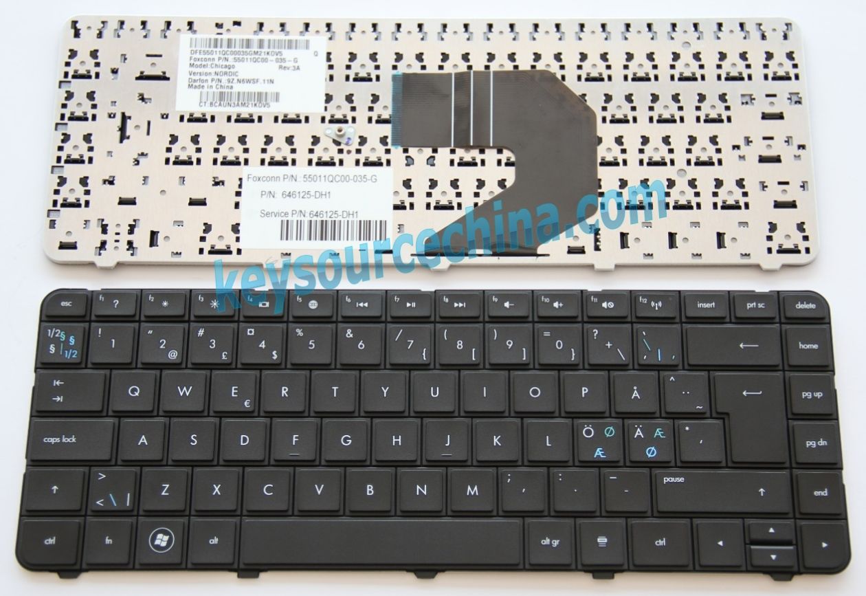 9Z.N6WSF.11N Originalt HP Compaq Presario CQ43 CQ57 CQ57-301so CQ58 CQ58-d01so CQ58-265so Nordic Keyboard