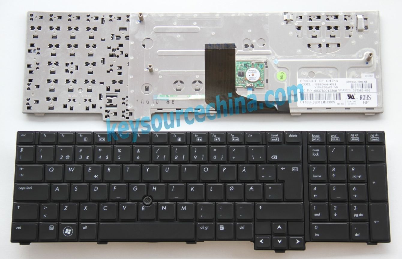 V104826AK1 NW Originalt HP Elitebook 8740W Norwegian Keyboard