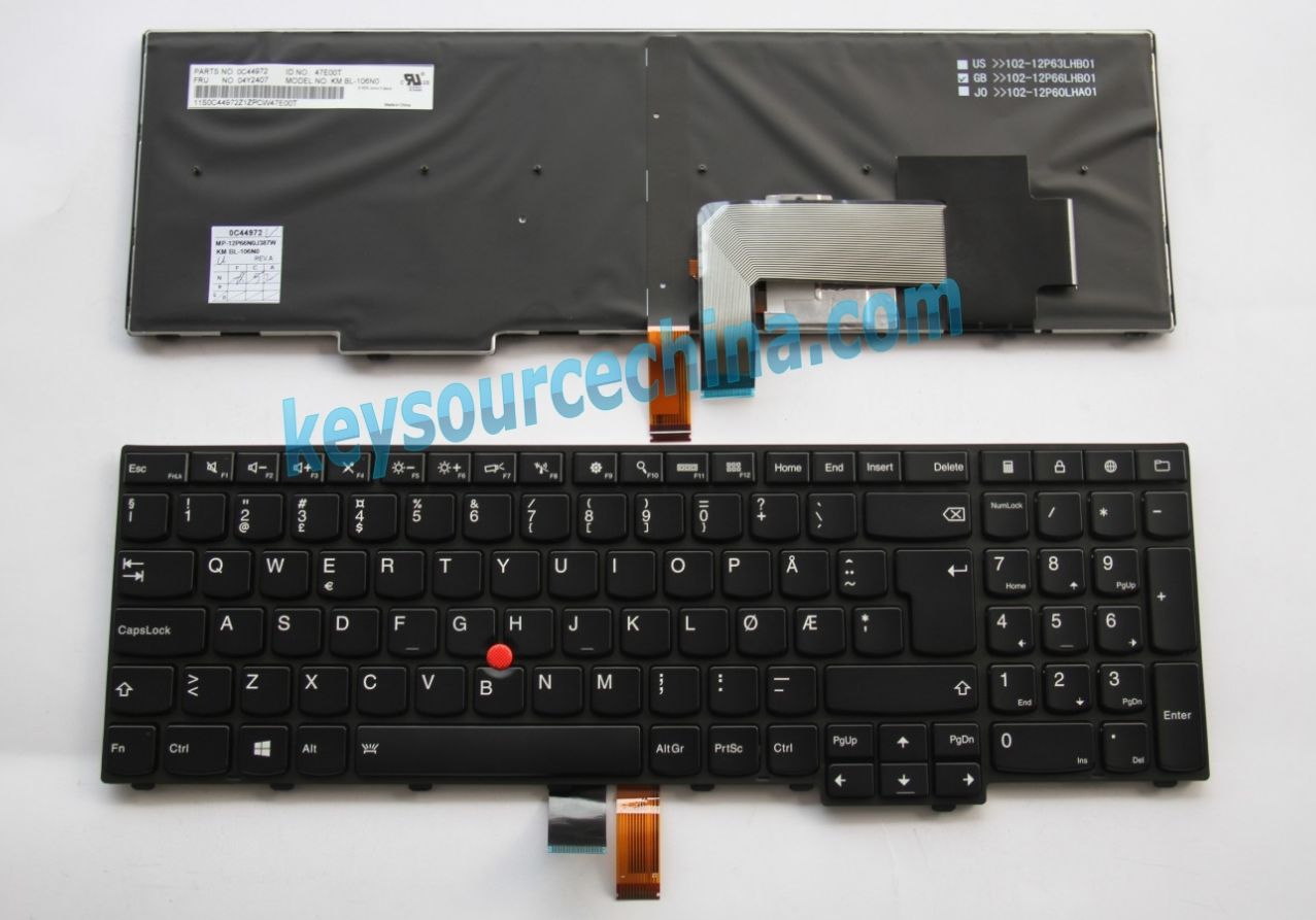 BL-106N0 Originalt Lenovo ThinkPad Edge E531 E540 L540 W540 T540 T540P Norwegian Keyboard