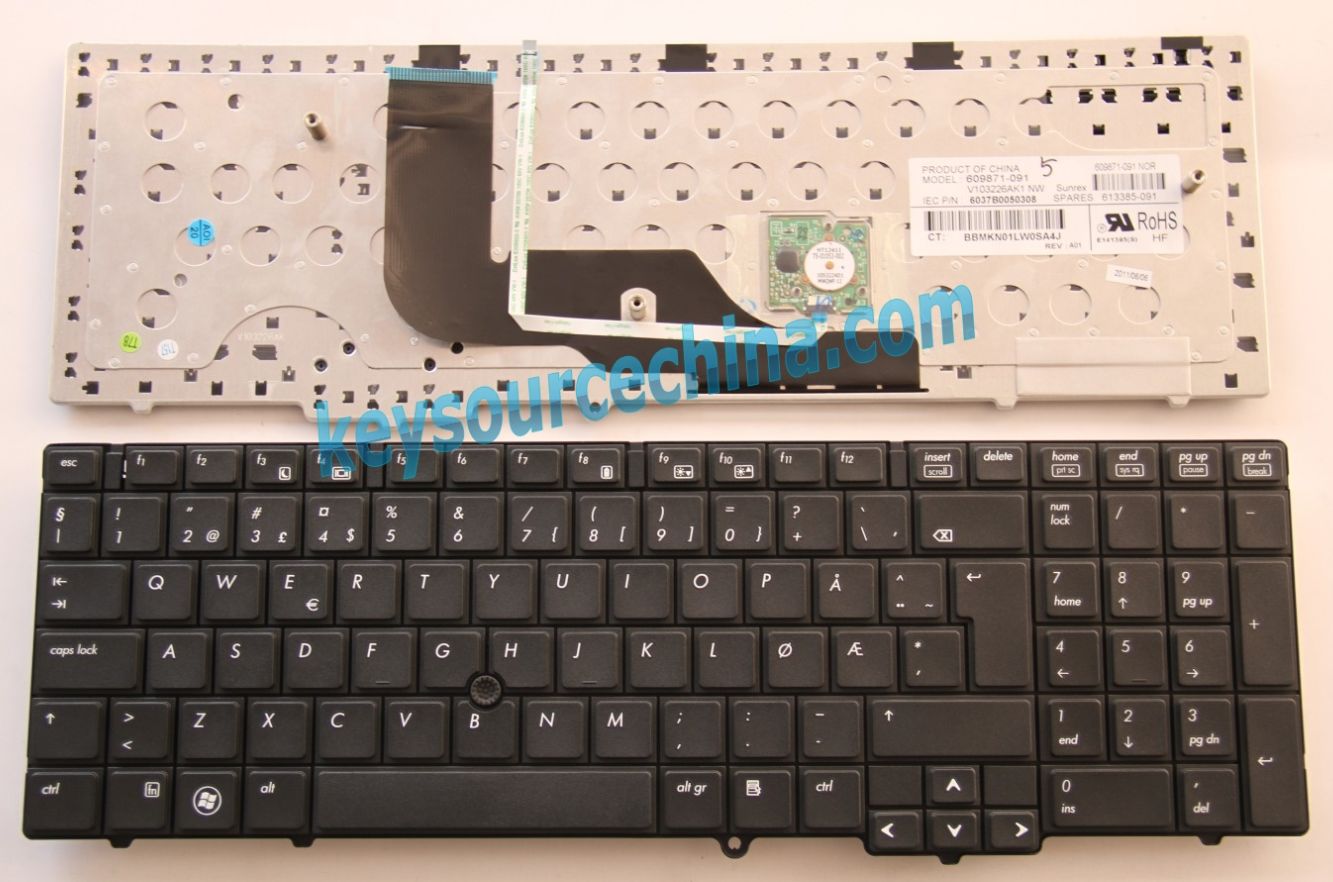 V103226AK1 NW Originalt HP Probook 6540b 6545b 6550b 6555b Norwegian Keyboard