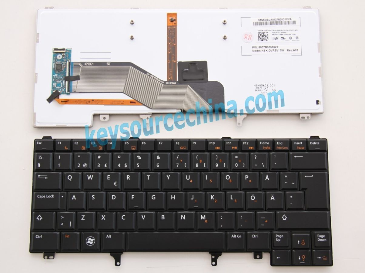 0TYFWP Swedish Keyboard,NSK-DVABV 0W Swedish Keyboard,6037B0057621 Swedish Keyboard,9ZN5MBVA01 Swedish Keyboard,Dell Latitude E6420 Swedish Keyboard